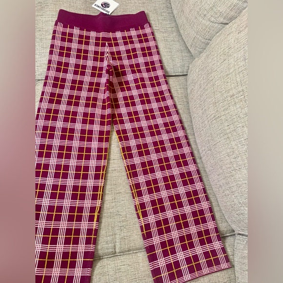 💫HP‼️💫 NWT DAYDREAMER Boysenberry Plaid Pant in Burgundy/Pink/Yellow, Size XS - Picture 5 of 8